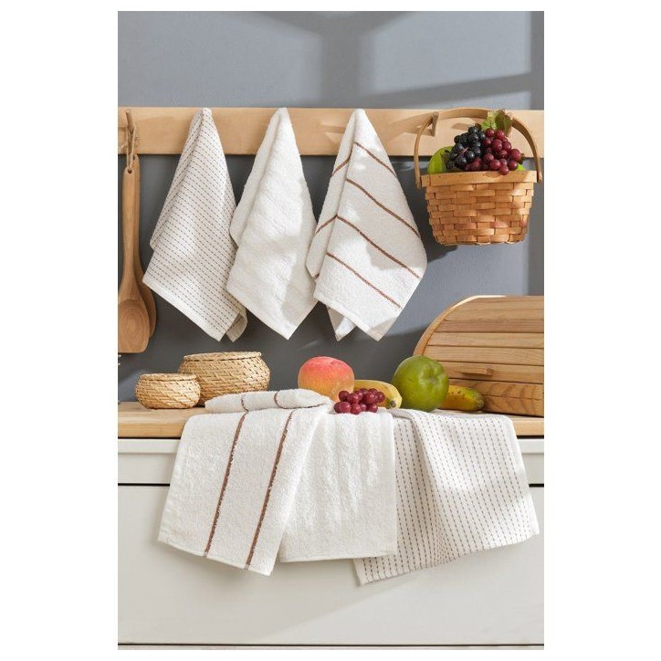 Ensemble de 6 serviettes de toilette - 30 x 50 cm - Creme Ensemble de 6 serviettes de toilette - 30 x 50 cm - Creme