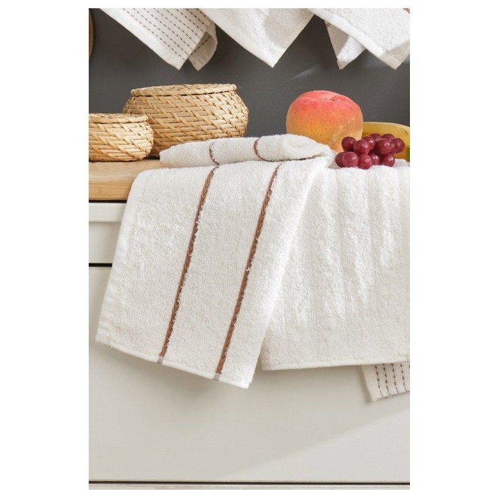 Ensemble de 6 serviettes de toilette - 30 x 50 cm - Creme Ensemble de 6 serviettes de toilette - 30 x 50 cm - Creme