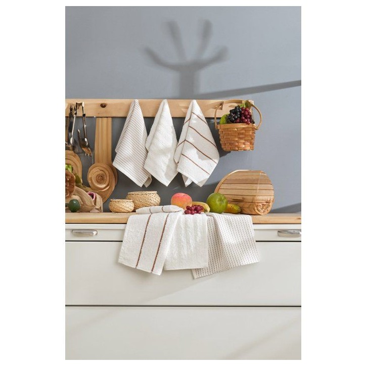 Ensemble de 6 serviettes de toilette - 30 x 50 cm - Creme Ensemble de 6 serviettes de toilette - 30 x 50 cm - Creme