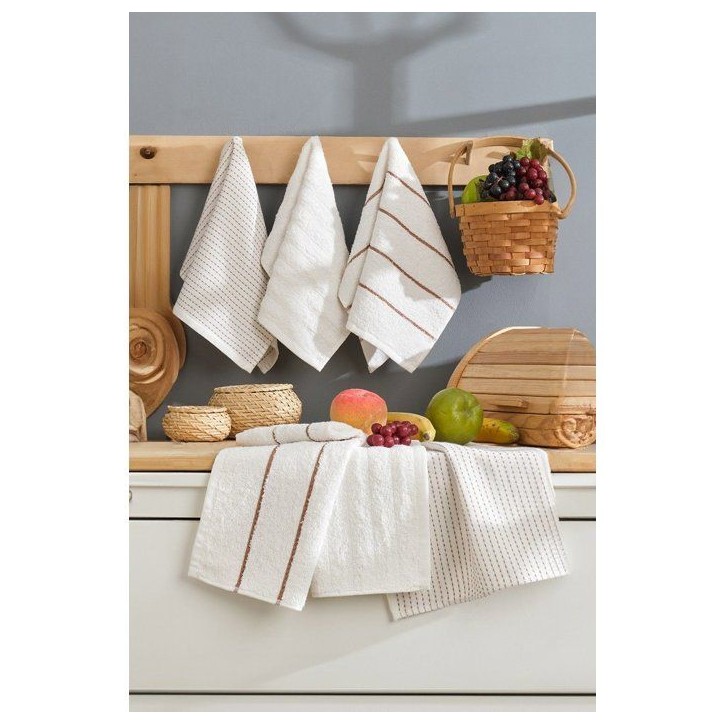 Ensemble de 6 serviettes de toilette - 30 x 50 cm - Creme Ensemble de 6 serviettes de toilette - 30 x 50 cm - Creme