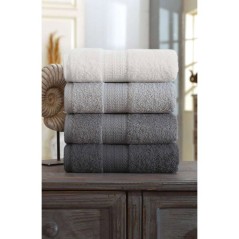 Ensemble de 4 serviettes a main - 50 x 85 cm - Gris
