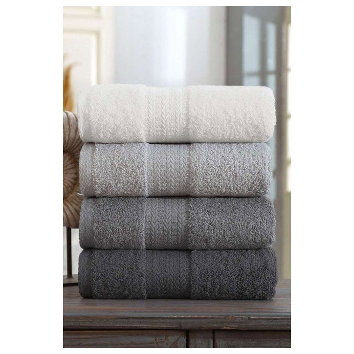 Ensemble de 4 serviettes a main - 50 x 85 cm - Gris Ensemble de 4 serviettes a main - 50 x 85 cm - Gris