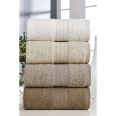 Ensemble de 4 serviettes a main - 50 x 85 cm - Marron
