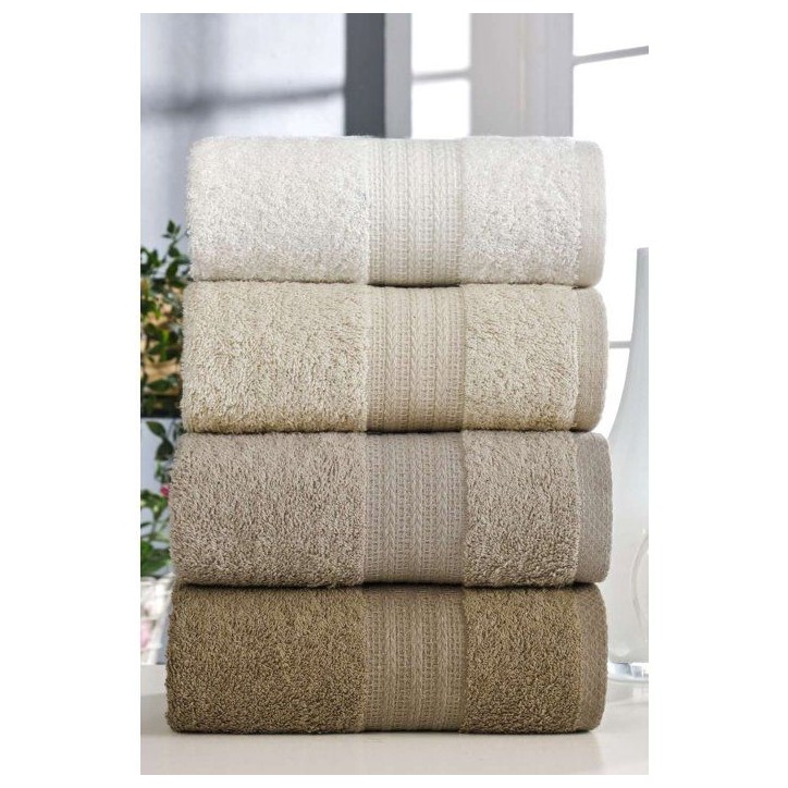 Ensemble de 4 serviettes a main - 50 x 85 cm - Marron Ensemble de 4 serviettes a main - 50 x 85 cm - Marron
