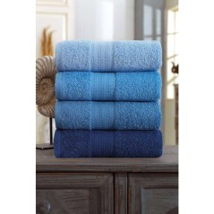 Ensemble de 4 serviettes a main - 50 x 85 cm - Bleu