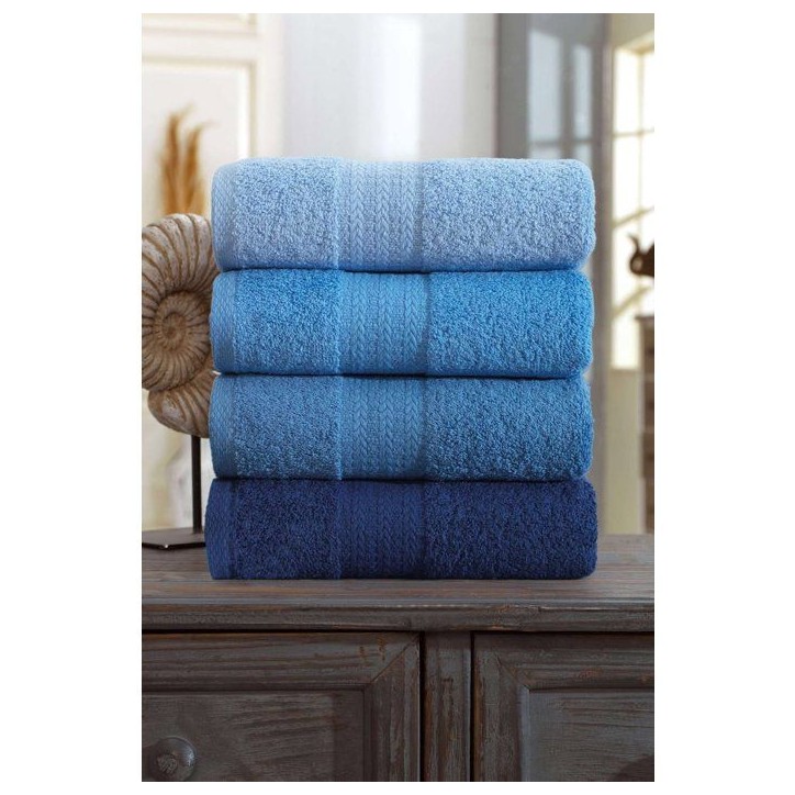 Ensemble de 4 serviettes a main - 50 x 85 cm - Bleu Ensemble de 4 serviettes a main - 50 x 85 cm - Bleu