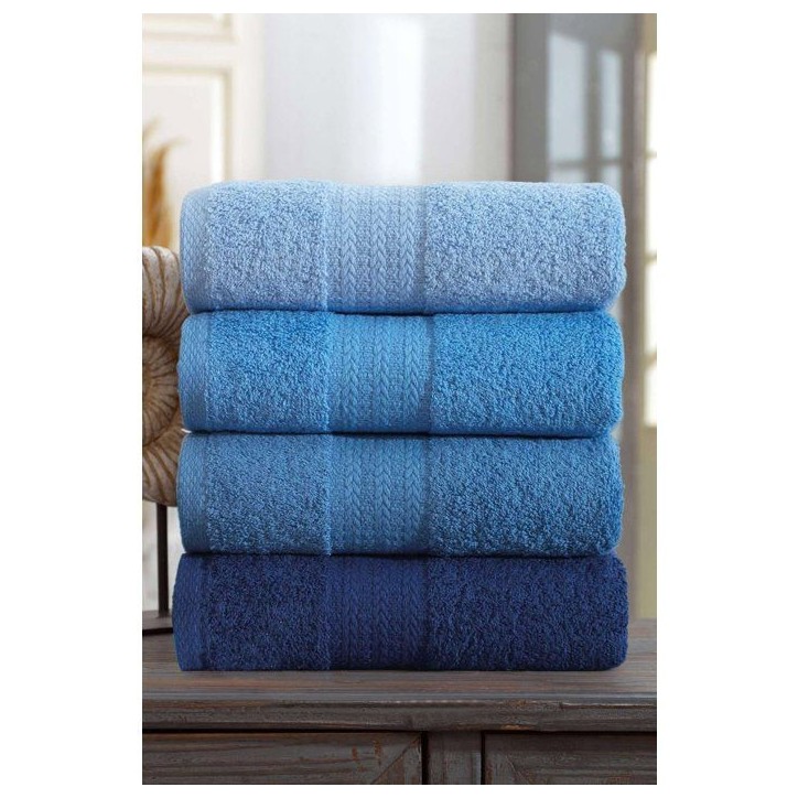Ensemble de 4 serviettes a main - 50 x 85 cm - Bleu Ensemble de 4 serviettes a main - 50 x 85 cm - Bleu