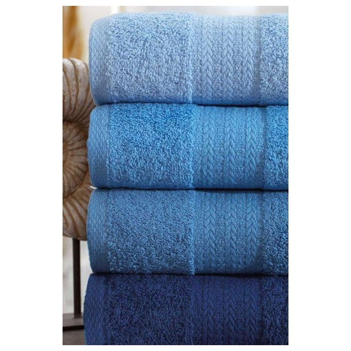 Ensemble de 4 serviettes a main - 50 x 85 cm - Bleu Ensemble de 4 serviettes a main - 50 x 85 cm - Bleu