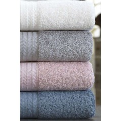 Ensemble de 4 serviettes a main - 50 x 85 cm - Blanc, Gris, Rose, Bleu