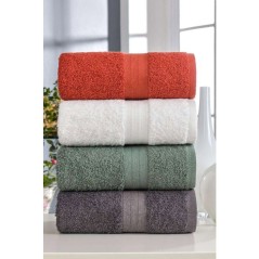 Ensemble de 4 serviettes a main - 50 x 85 cm - Blanc, Vert, Anthracite
