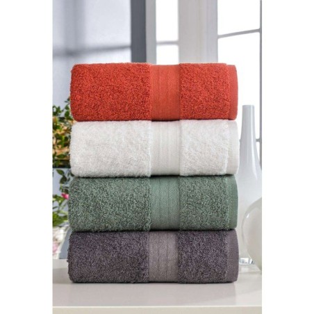 Ensemble de 4 serviettes a main - 50 x 85 cm - Blanc, Vert, Anthracite