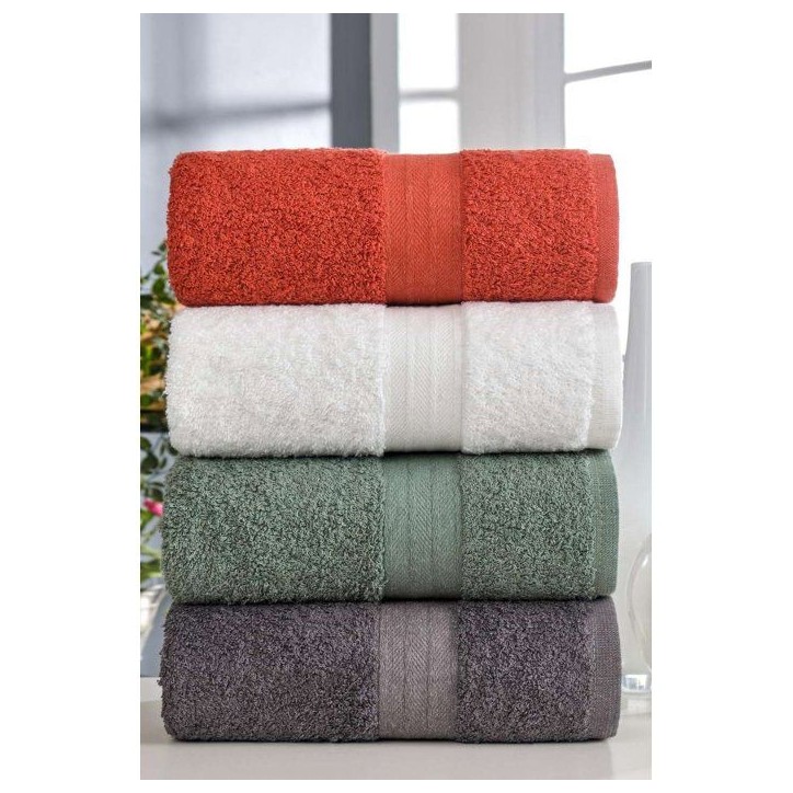 Ensemble de 4 serviettes a main - 50 x 85 cm - Blanc, Vert, Anthracite, Orange Ensemble de 4 serviettes a main - 50 x 85 cm - Blanc, Vert, Anthracite, Orange