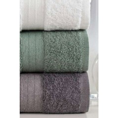Ensemble de 4 serviettes a main - 50 x 85 cm - Blanc, Vert, Anthracite
