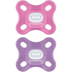 MAM Comfort Sucette Physiologique +0m Rose Lot de 2 + Boîte de Conser