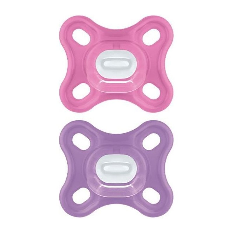 MAM Comfort Sucette Physiologique +0m Rose Lot de 2 + Boîte de Conser