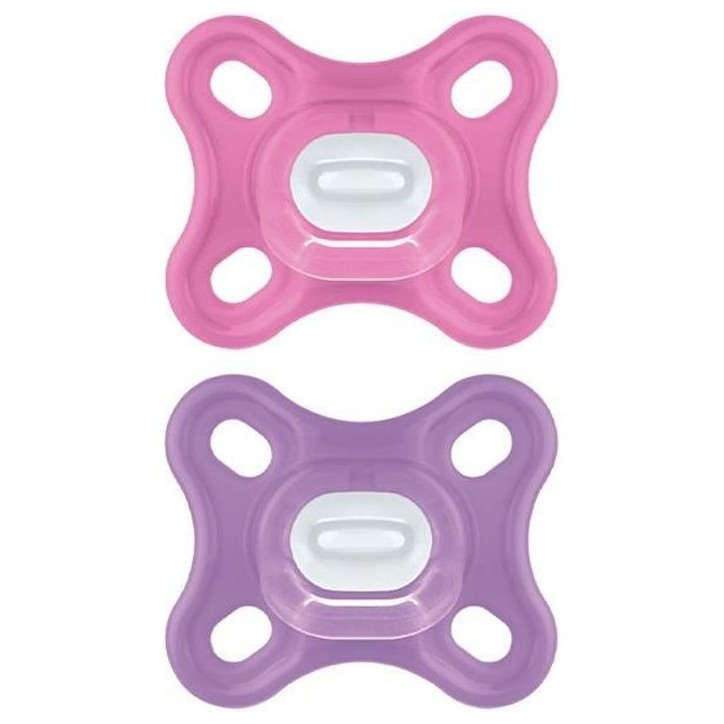 MAM Comfort Sucette Physiologique +0m Rose Lot de 2 + Boîte de Conservation