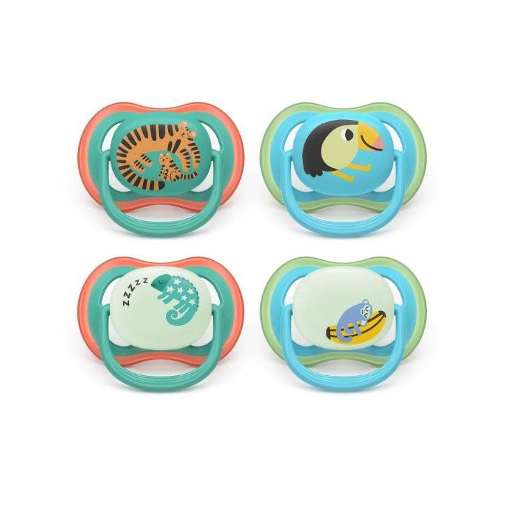 Lot de 4 sucettes Pacifier ultra air - PHILIPS AVENT - SCF087/27 - Jour et nuit - Sans BPA - 6/18 mois - Vert / Orange Lot de 4 sucettes Pacifier ultra air - PHILIPS AVENT - SCF087/27 - Jour et nuit - Sans BPA - 6/18 mois - Vert / Orange