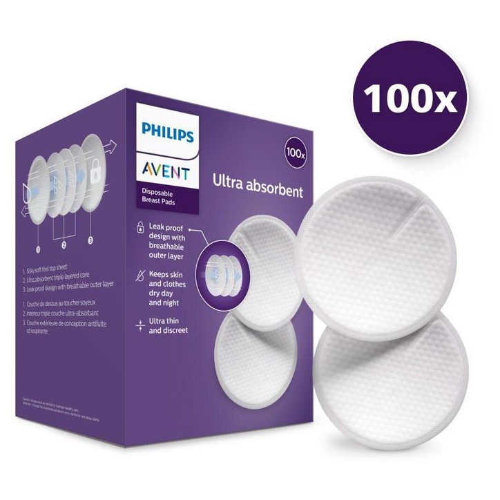Coussinets d'allaitement – PHILIPS AVENT – SCF254/13 – Jetables – 100?pieces Coussinets d'allaitement – PHILIPS AVENT – SCF254/13 – Jetables – 100?pieces