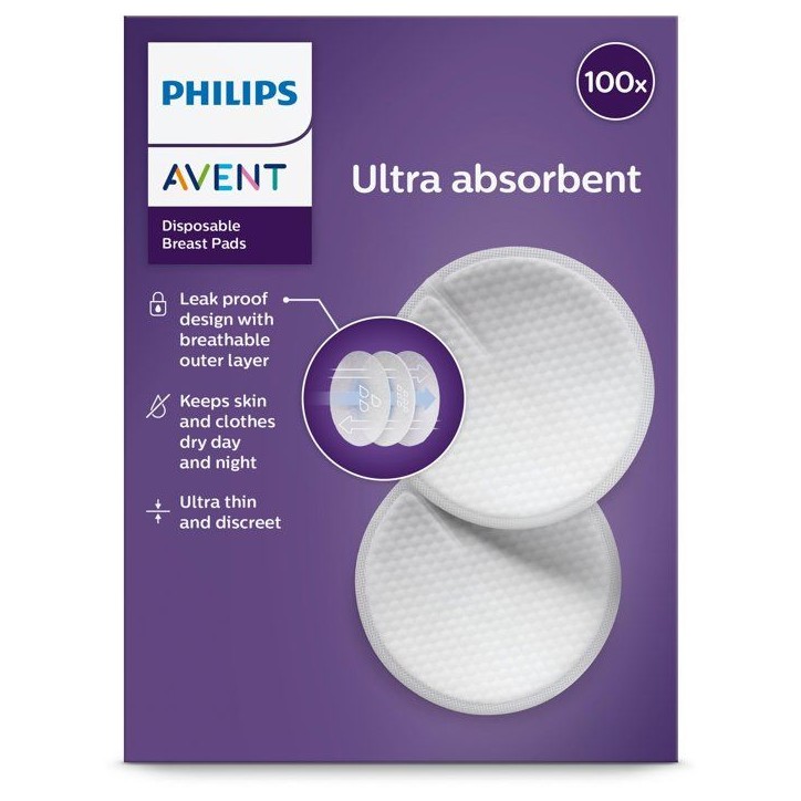 Coussinets d'allaitement – PHILIPS AVENT – SCF254/13 – Jetables – 100?pieces Coussinets d'allaitement – PHILIPS AVENT – SCF254/13 – Jetables – 100?pieces