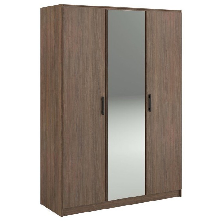 Armoire de chambre - AZUKA - Orme torréfié - 3 portes - Style contemporain - 139 x 52 x 197 cm