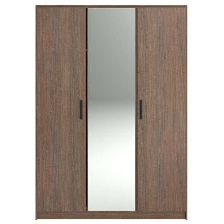 Armoire de chambre - AZUKA - Orme torréfié - 3 portes - Style contemporain - 139 x 52 x 197 cm