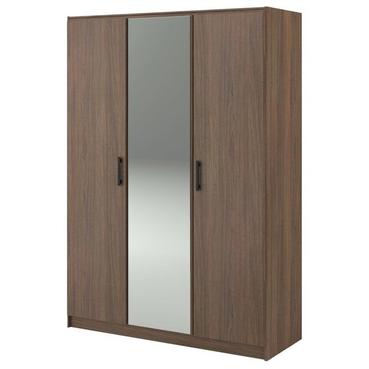 Armoire de chambre - AZUKA - Orme torréfié - 3 portes - Style contemporain - 139 x 52 x 197 cm