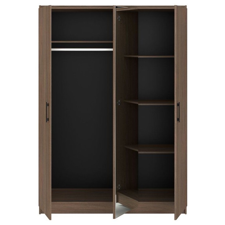 Armoire de chambre - AZUKA - Orme torréfié - 3 portes - Style contemporain - 139 x 52 x 197 cm