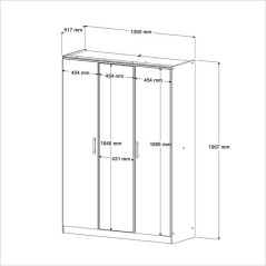 Armoire de chambre - AZUKA - Orme torréfié - 3 portes - Style contem