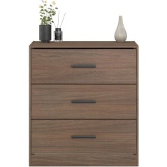 Commode - AZUKA - 3 tiroirs - Orme torréfié - 80 x 44 x 88 cm - PARI