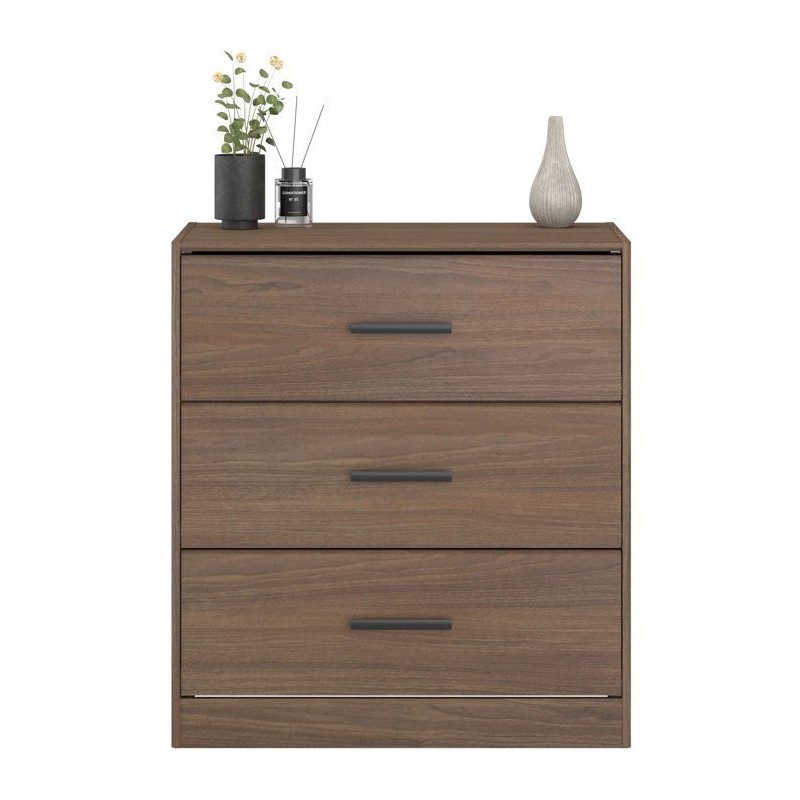 Commode - AZUKA - 3 tiroirs - Orme torréfié - 80 x 44 x 88 cm - PARI
