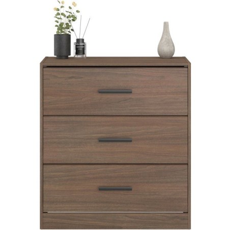 Commode - AZUKA - 3 tiroirs - Orme torréfié - 80 x 44 x 88 cm - PARI