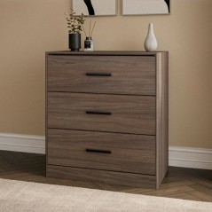 Commode - AZUKA - 3 tiroirs - Orme torréfié - 80 x 44 x 88 cm - PARISOT