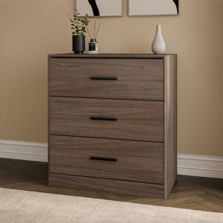 Commode - AZUKA - 3 tiroirs - Orme torréfié - 80 x 44 x 88 cm - PARISOT