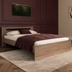 Chambre complete adulte - AZUKA - OrmeTorréfié - Lit 140 x 190 cm - 2 chevets - 1 commode - 1 armoire - PARISOT