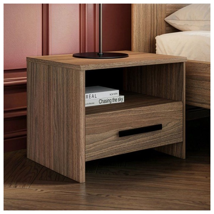 Chambre complete adulte - AZUKA - OrmeTorréfié - Lit 140 x 190 cm - 2 chevets - 1 commode - 1 armoire - PARISOT