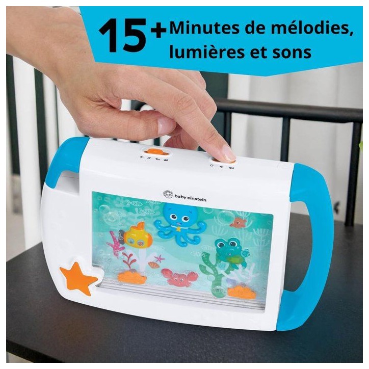 BABY EINSTEIN- Veilleuse On-the-Go Sea Dream, Aquarium Bébé Portable, Veilleuse Bébé Musicale et Lumineuse Attache Poussette