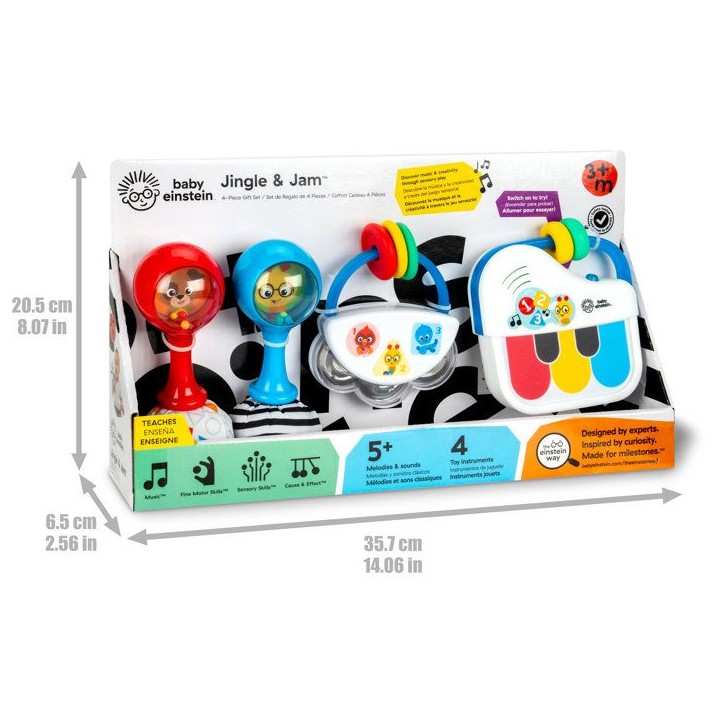 BABY EINSTEIN- Coffret cadeau bébé musical Jingle & Jam 3 jouets musicaux: mini tambourin, 2 maracas, piano bébé