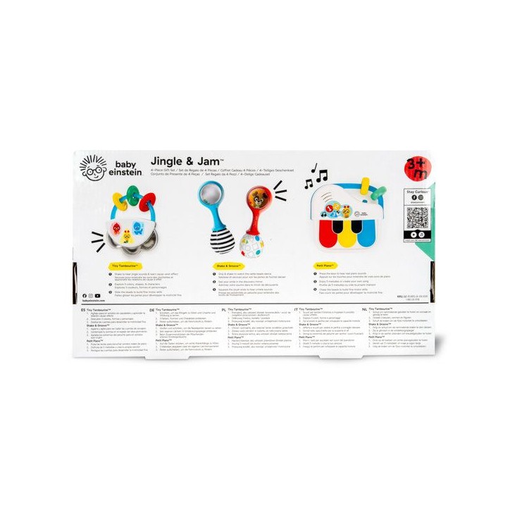 BABY EINSTEIN- Coffret cadeau bébé musical Jingle & Jam 3 jouets musicaux: mini tambourin, 2 maracas, piano bébé