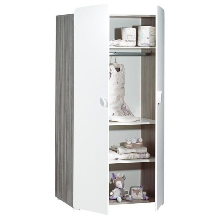 Chambre bébé trio Leaf: lit 120x60, commode a langer et armoire - Babyprice - Blanc Chambre bébé trio Leaf: lit 120x60, commode a langer et armoire - Babyprice - Blanc