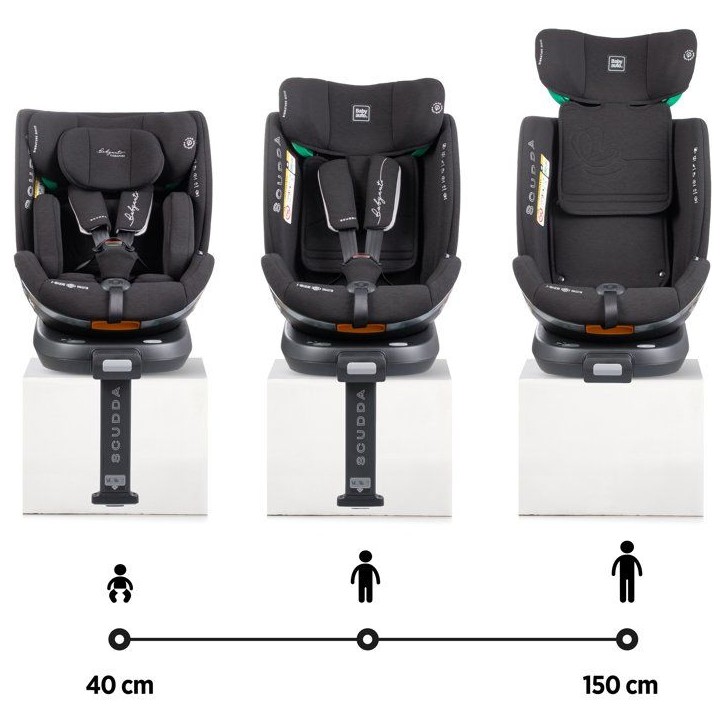 Siege auto - BABYAUTO - SCUDDA - Groupe 0/1/2/3 - 40/150 cm - I-Size - Pivotant - Inclinable - Réducteur - Jambe force - Anthra Siege auto - BABYAUTO - SCUDDA - Groupe 0/1/2/3 - 40/150 cm - I-Size - Pivotant - Inclinable - Réducteur - Jambe force - Anthra