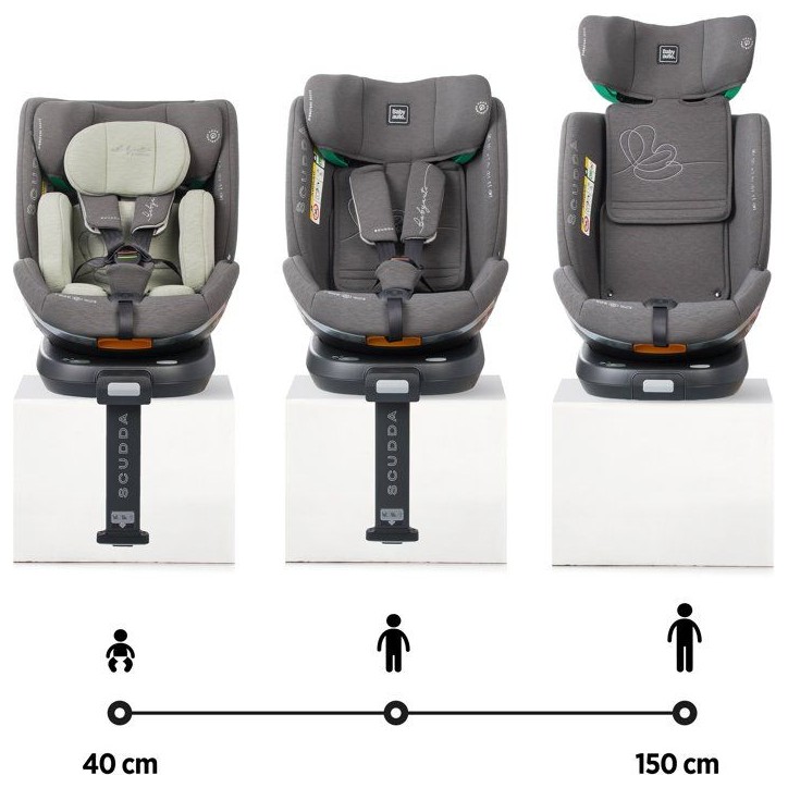 Siege auto - BABYAUTO - SCUDDA - Groupe 0/1/2/3 - 40/150 cm - I-Size - Pivotant - Inclinable - Réducteur - Jambe de force - Oli