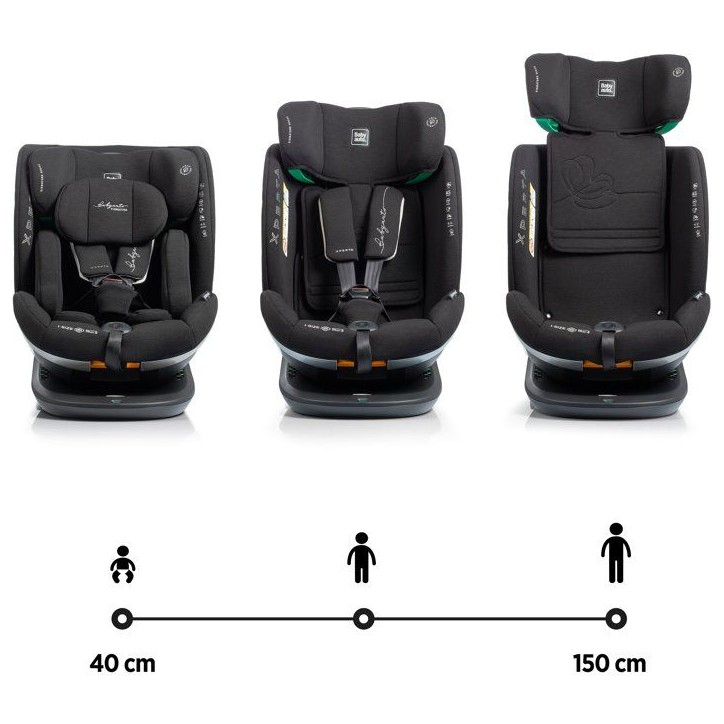 Siege auto - BABYAUTO - XPERTA - Groupe 0/1/2/3 - 40/150 cm - I-Size - Pivotant - Inclinable - Avec réducteur - Anthracite