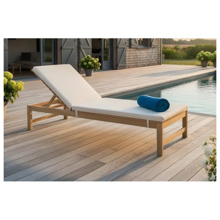 Bain de soleil - Proloisirs - Balito - Châssis en acacia FSC- Coussin déhoussable inclus