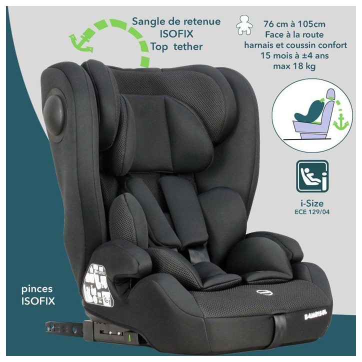 Siege auto évolutif - BAMBISOL - AY575N - Groupe 1/2/3 - I-Size - Isofix - Réducteur - Noir Siege auto évolutif - BAMBISOL - AY575N - Groupe 1/2/3 - I-Size - Isofix - Réducteur - Noir