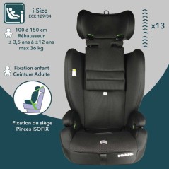 Siege auto évolutif - BAMBISOL - AY575N - Groupe 1/2/3 - I-Size - Iso