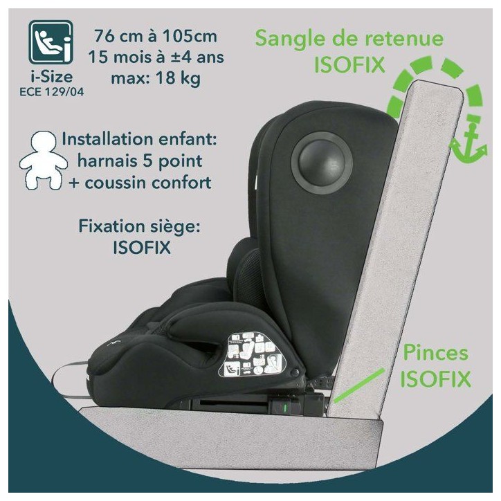 Siege auto évolutif - BAMBISOL - AY575N - Groupe 1/2/3 - I-Size - Isofix - Réducteur - Noir Siege auto évolutif - BAMBISOL - AY575N - Groupe 1/2/3 - I-Size - Isofix - Réducteur - Noir