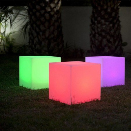 Cube lumineux / tabouret - LUMISKY - CARRY C40 - LED multicolore dimmable - Sans fil - Recharge induction - 40 cm