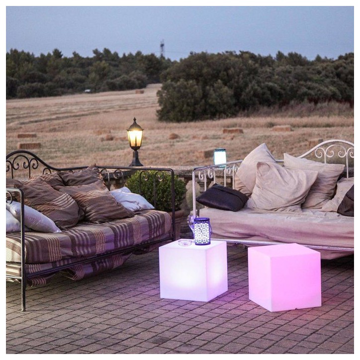 Cube lumineux / tabouret - LUMISKY - CARRY C40 - LED multicolore dimmable - Sans fil - Recharge induction - 40 cm