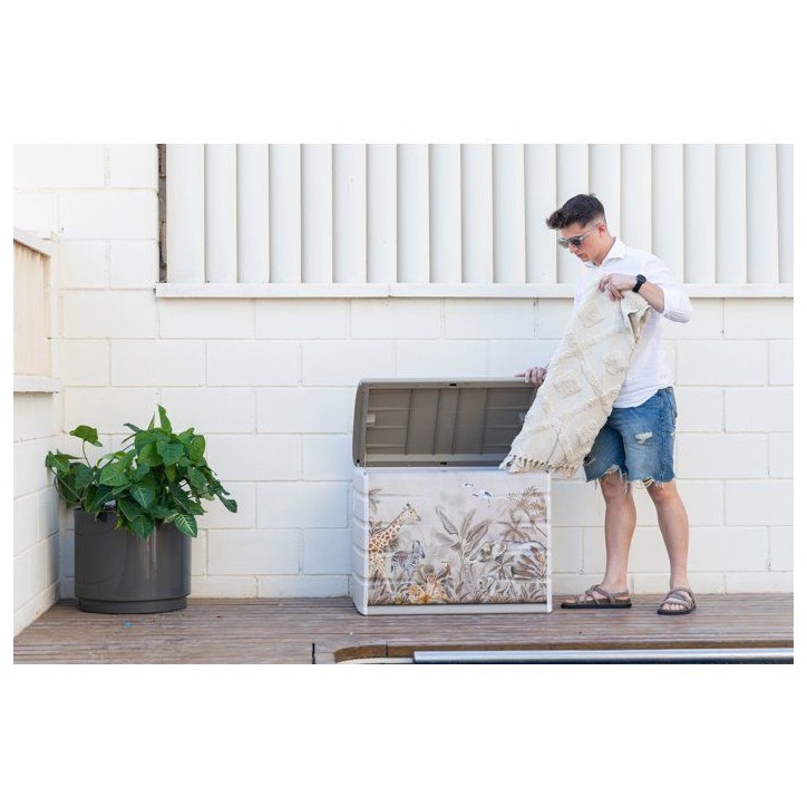 Coffre de rangement - PLASTIKEN - 260 L - 80 x 61 x 53 cm - Safari