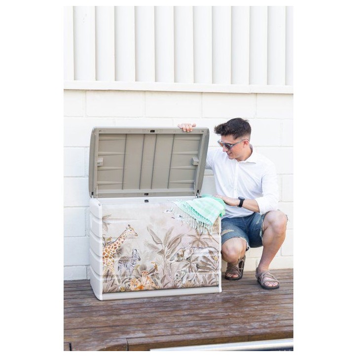 Coffre de rangement - PLASTIKEN - 260 L - 80 x 61 x 53 cm - Safari